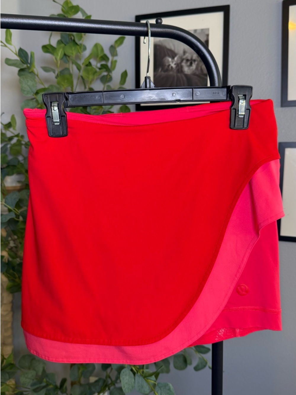 lululemon athletica Two-Tone Red and Pink Asymmetrical Athletic Skirt